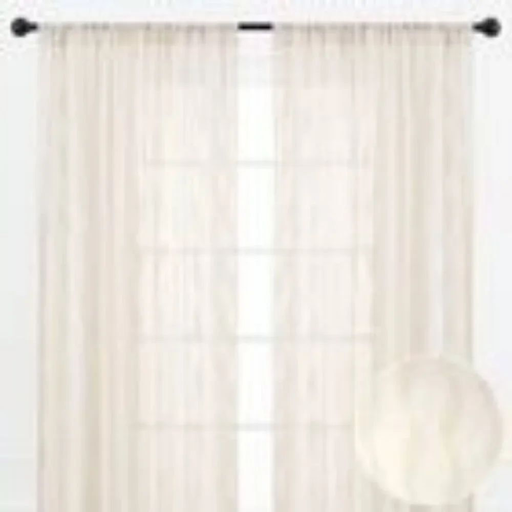 NEW Chanasya Sheer Voile Waves Rod Pocket Curtains Beige 52in x 84in